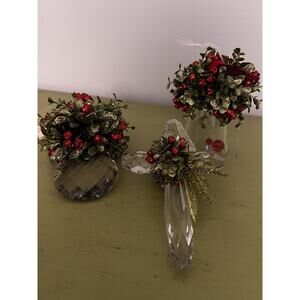 Kissing Krystal Ganz Acrylic Mistletoe Christmas Ornament Cardinal Set Of 3